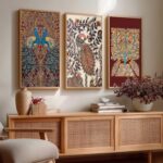 kotart Indian Traditional Art Wall Painting Madhubani Home Decoration With Frame For Living Room Bed Room Hotel Wall Decor Digital Reprint Engineered Wood Set of 3 (Art 11, 10x19 inch)