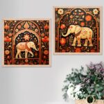 kotart Premium Digital Madhubani Art Paintings with Frame for Home Decor - Framed Wall Painting for Living Room Bedroom Office Room Decor - Painting for Wall Decoration -Set of 2 Multicolor paintings (10x10 inch, A)