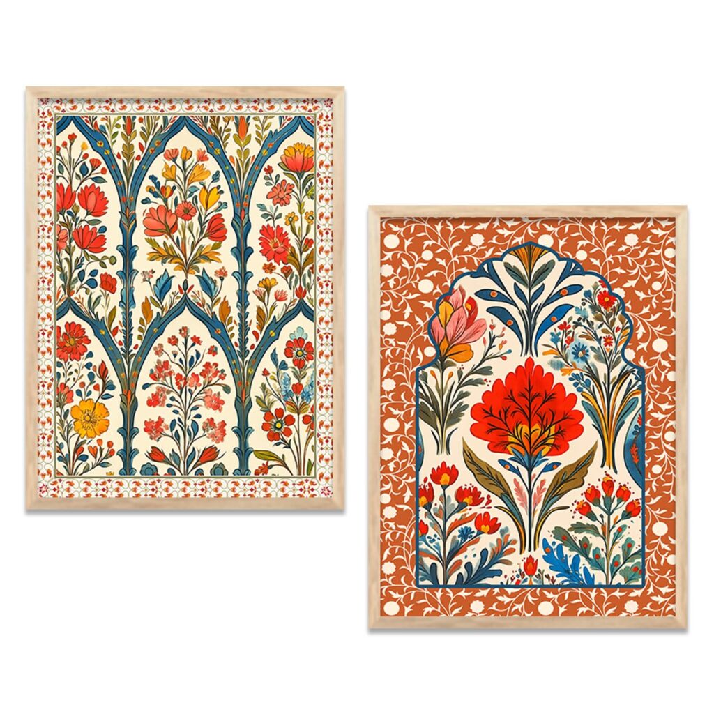 kotart - Traditional Indian Wall Art Madhubani Paintings for Living Room Framed Wall Painting for Home Room Bedroom Office Wall Décor Pichwai Art Painting for Wall Decoration Wall Poster With frames Wall Paintings For Home Decoration Indian Wall Art Home Decor Frames set of 2 (Art 9, (10x13 inch), Framed)