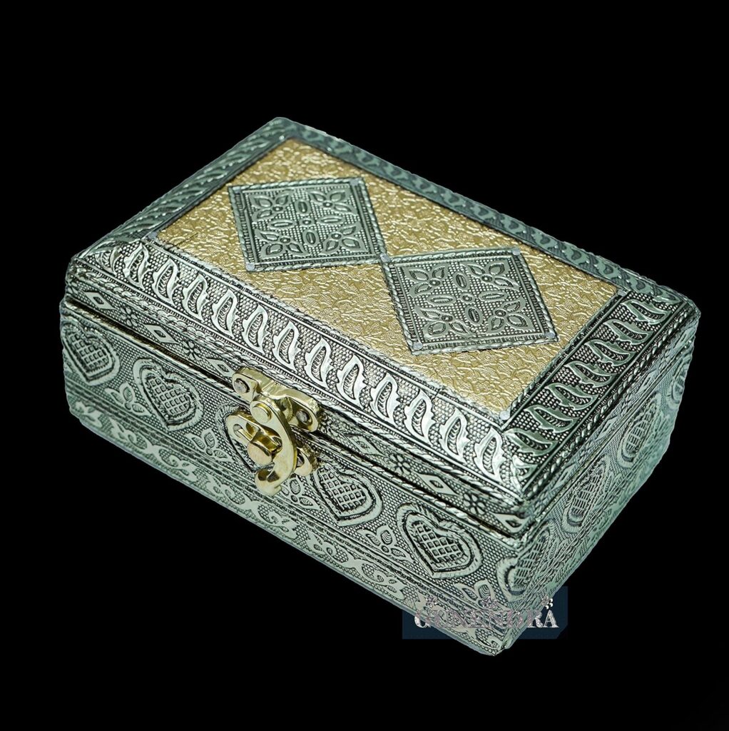 Crafts Handicraft Jewellery Box, Wedding Gift Box, Meenakari Wooden Box, Vanity Box. Jewellery, Bangle, Earrings, Necklace, Watch Storage Box (6x4 INCH)