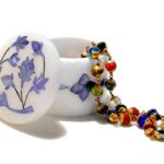 MARBOGLASS INDIA Handicraft White Marble Sindoor box and other small jewellery storage box for Women use (blue inlay stone work)