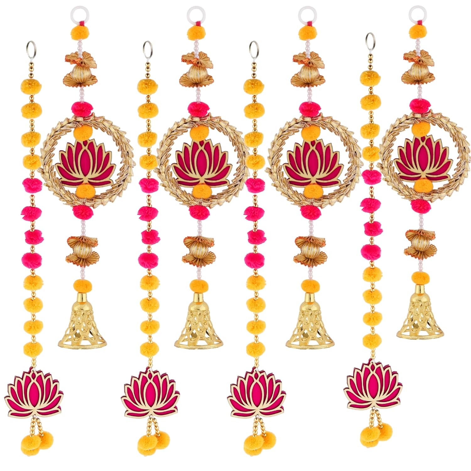 Prapti Handicrafts Handmade Traditional Lotus Wall and Door Hanging for Home | Diwali Decor | Wedding and All Festival Decoration | Decorative Items for Pooja Room Mandir Pack of 8