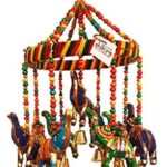 Shivakari Rajasthani Handicrafts Cotton 9 Elephant Jhoomer Wind Chime for Home Decor (12", Multicolor)