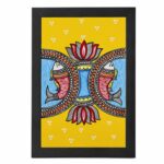 AAKARSHAK Handmade Madhubani Fish Painting Framed 8x12 Inch - Small Mithila Wall Art Gift for Living Room Bedroom Office Decor