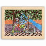 AAKARSHAK Shiv Parvati Painting for Wall Madhubani Handmade Large Framed 17x24 Inch - Mithila Shiv Parivar Religious Art for Puja Room Decor Gift