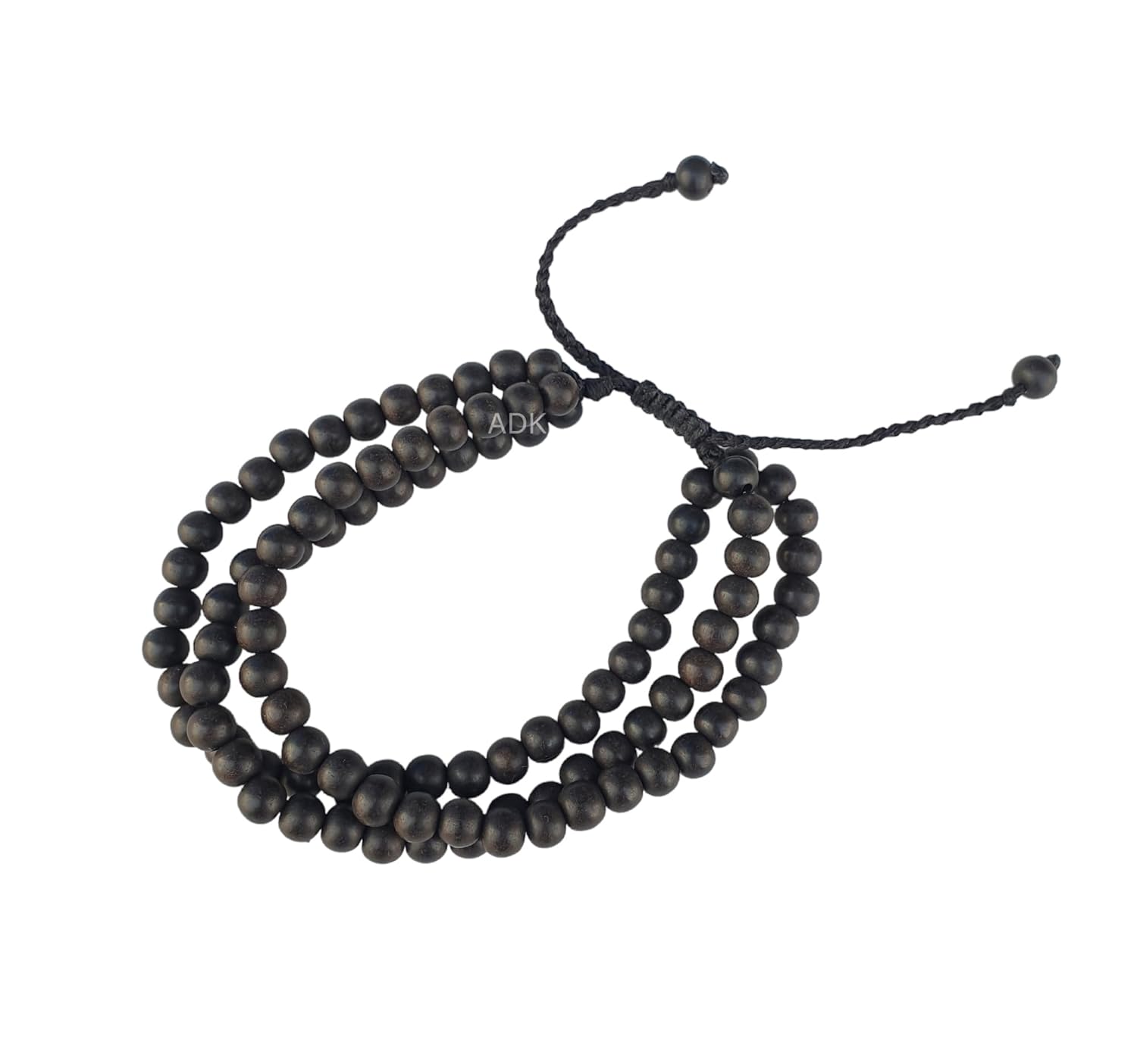 ADK Handicrafts Karungali Bracelet Ebony Wood Original Karungali Malai Bracelet for Men & Women, Black, Adjustable, 6MM (3 Layer)