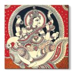 ArtX Canvas Madhubani Goddess Saraswati Devi, Big Wall Art Painting For Living Room, Multicolor, Abstract, 22X22 in, Set of 1