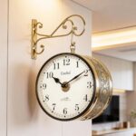 CRAFTEL Double Sided Station Wall Clock Multi-Layer Electroplated | English Roman Numerals | Aluminum Matte-Finish Dial Brass Body | Dial - 10 Inches, Shiny Gold | 365 Days Warranty
