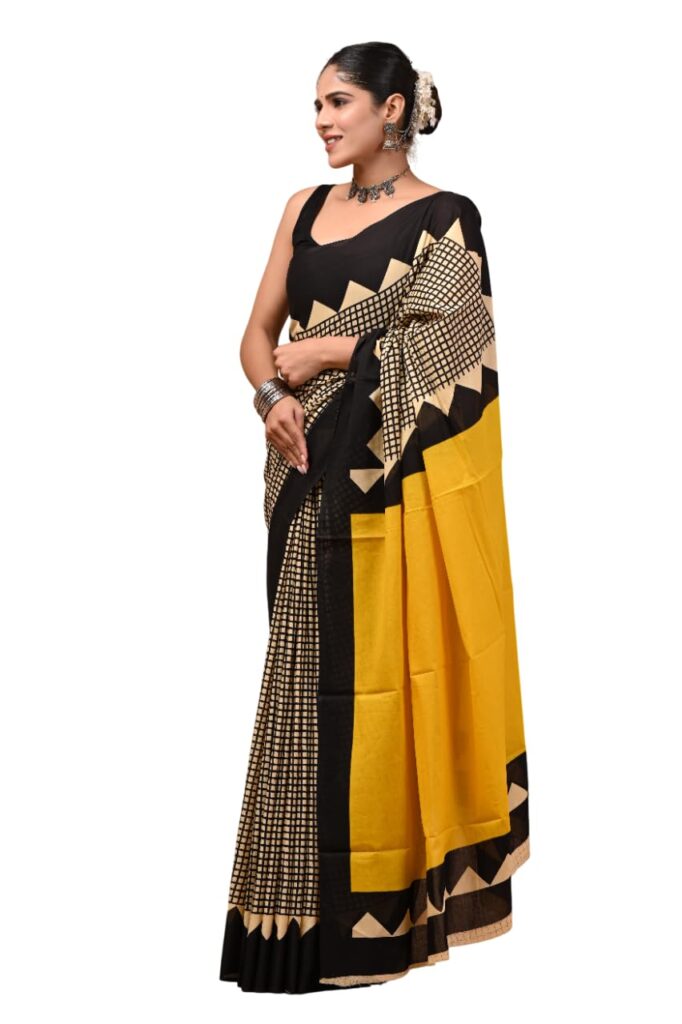 Crafts Moda Mulmul Cotton Saree for Women with Blouse Piece, Lightweight sari