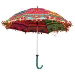 Ephemeral ABHI Multi Design Print Embroidery Work Decorative Handmade Wedding Umbrella for Decoration and Garba (Multicolour) (17 inch, Top-Bottom)