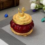 Handicraft Hub India Metal Pot Kuber Laxmi Ji Pot for Pooja and Home Temple Brown (9x11CM)