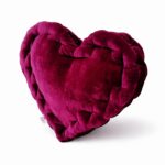 Heart Shape Pillow Soft Red Velvet Heart Cushion for Sofa Bed Bedroom Plush Heart Shaped Pillow Romantic Valentine Gift for Girlfriend Boyfriend Wife Husband 12 x 12 Inch (Wine)
