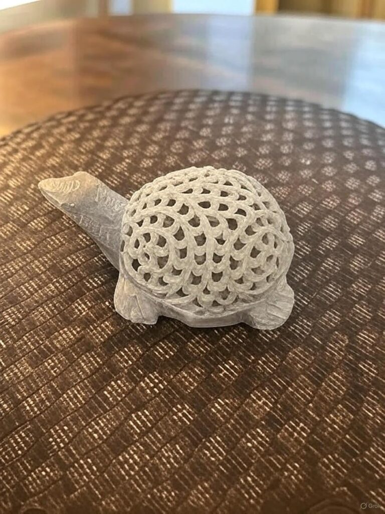 India Handicraft Marble Soapstone Camel with Fine Engraving Jali Work | Decorative Showpiece for Home & Office Décor (Tortoise)