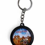 Jaipur Forts Theme Keychain, Hawa Mahal and Amer Fort Design, Double Sided, Traditional Rajasthan Souvenir, 1 Piece