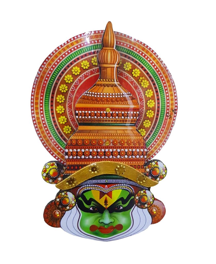 Multiwood Kathakali Face Kerala Art Handicraft Wall Hanging (12.4 x 7.6 Inch)
