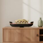 NATRIEL Traditional Kerala Style Miniature Houseboat Decorative Showpiece, Black and Natural (Large)