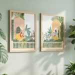 NoWorries Madhubani Wall Painting for living room, bedroom and office decor - Wall frames for Home decoration/Pichwai Art Painting for Wall decoration (Theme- Madhubani) (Synthetic Wood frame) (Leminated 300 GSM Print) (framed, Multicolur) Set of 2