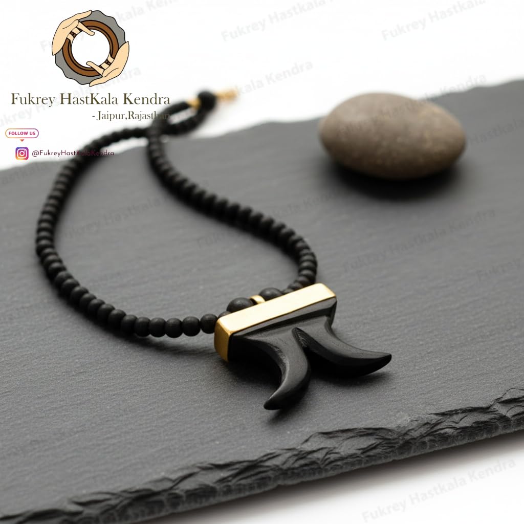 Original Karungali Tiger Teeth Dollar Pendant Mala, Natural Black Ebony Wood Dual Tiger Nail Necklace Karungali Malai for Men and Women