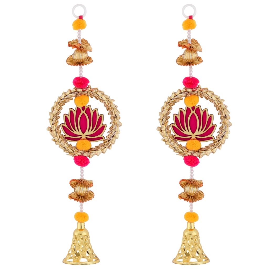 Prapti Handicrafts Handmade Traditional Lotus Wall and Door Hanging for Home | Diwali Decor | Wedding and All Festival Decoration | Decorative Items for Pooja Room Mandir Pack of 2