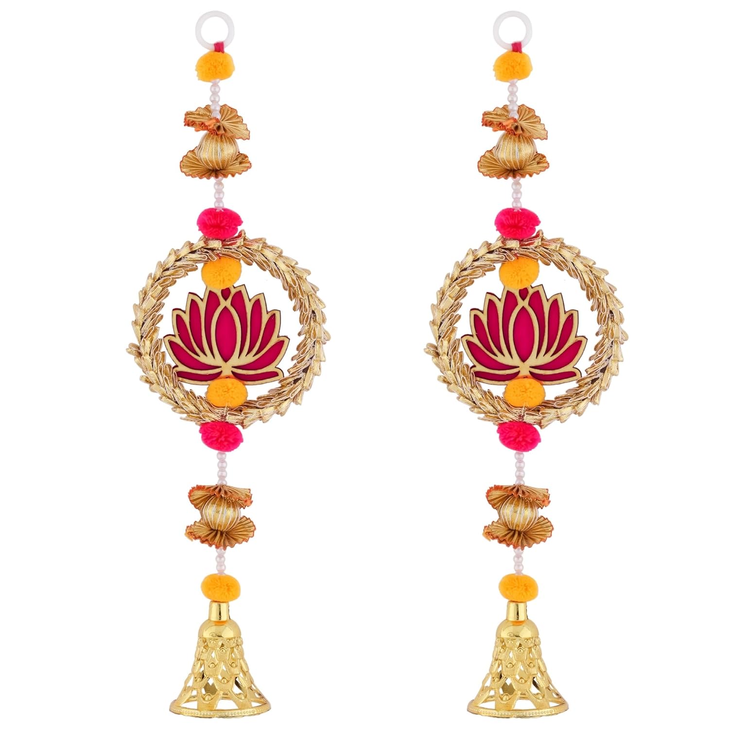 Prapti Handicrafts Handmade Traditional Lotus Wall and Door Hanging for Home | Diwali Decor | Wedding and All Festival Decoration | Decorative Items for Pooja Room Mandir Pack of 2