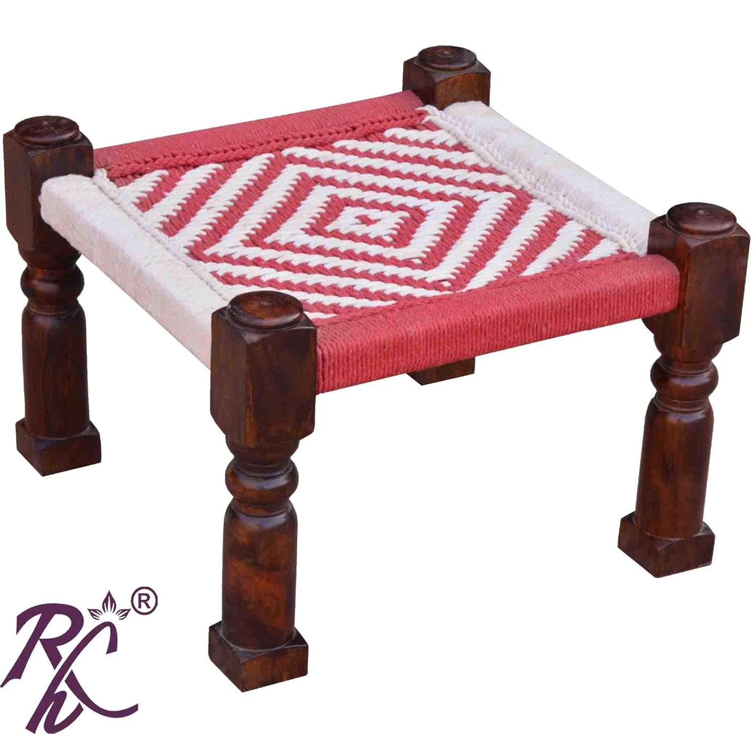 RAJ HANDICRAFT Sheesham Wood Hand Woven Sekhawati Piddha | Piddha Chair | Rajasthani Chair (Pack of 1)