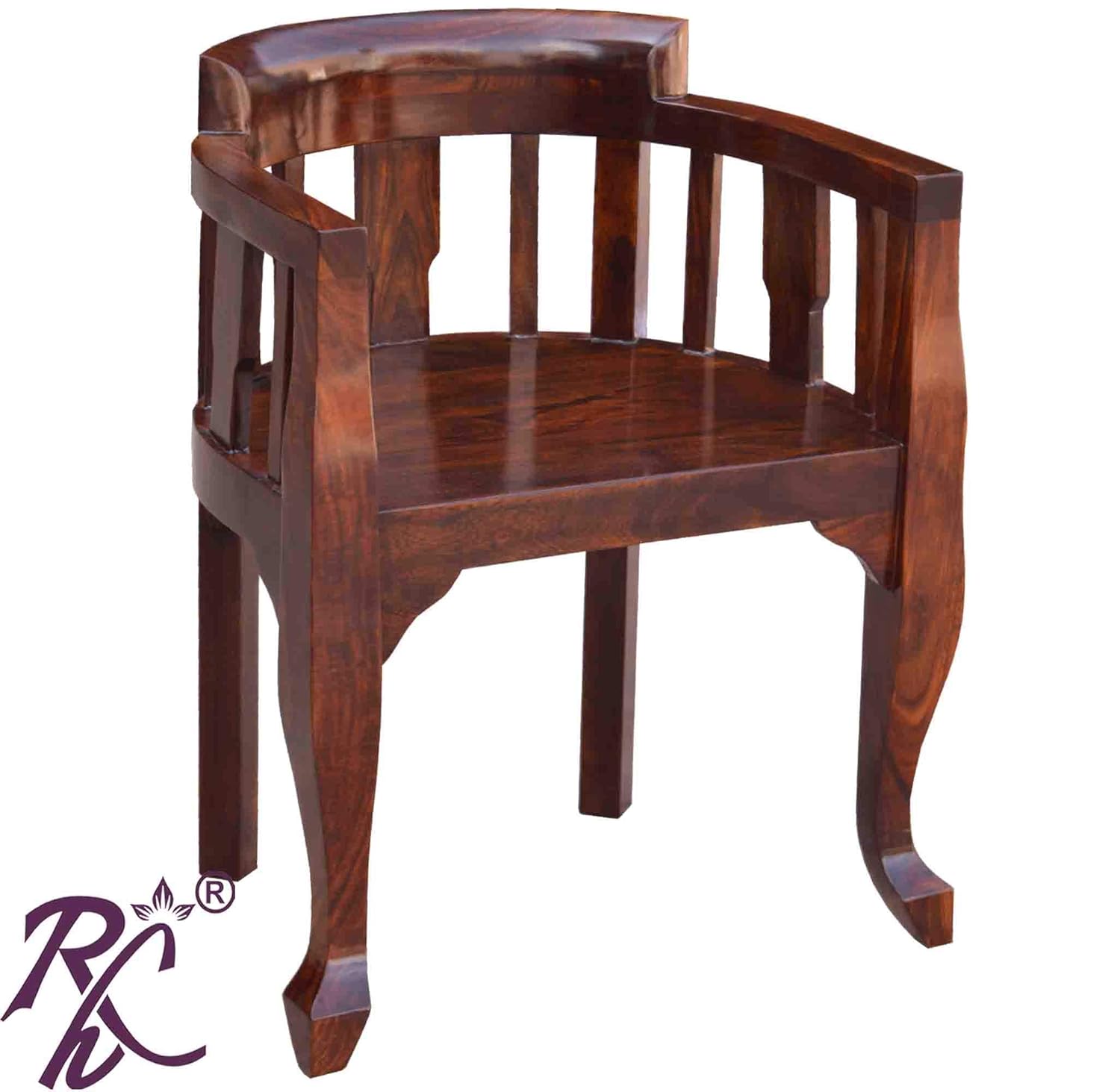 RAJ HANDICRAFT Solid Wood Arm Chair for Living Room | Platform Armchair for Outdoor & Balcony | Sheesham Wood, Walnut