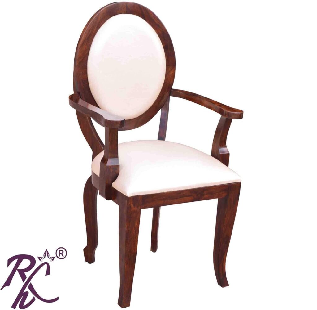 RAJ HANDICRAFT Solid Wood Ovel ARM Chair | Solid Wood Arm Chair | Wooden Easy Chair