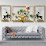 Rsn Ginkgo Tree Leaves With Led Metal Frame Wall Décor Entrance, Antique Wall Hanging For Living Room, Wrought Iron, Wall Art Decor Hanging For Home - 180 Cm