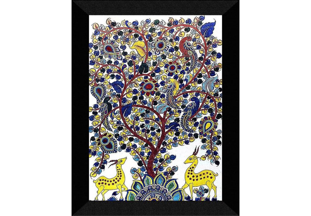 SAF paintings Madhubani Traditional Black frame painting for Wall Decoration SA-SANFK33301A