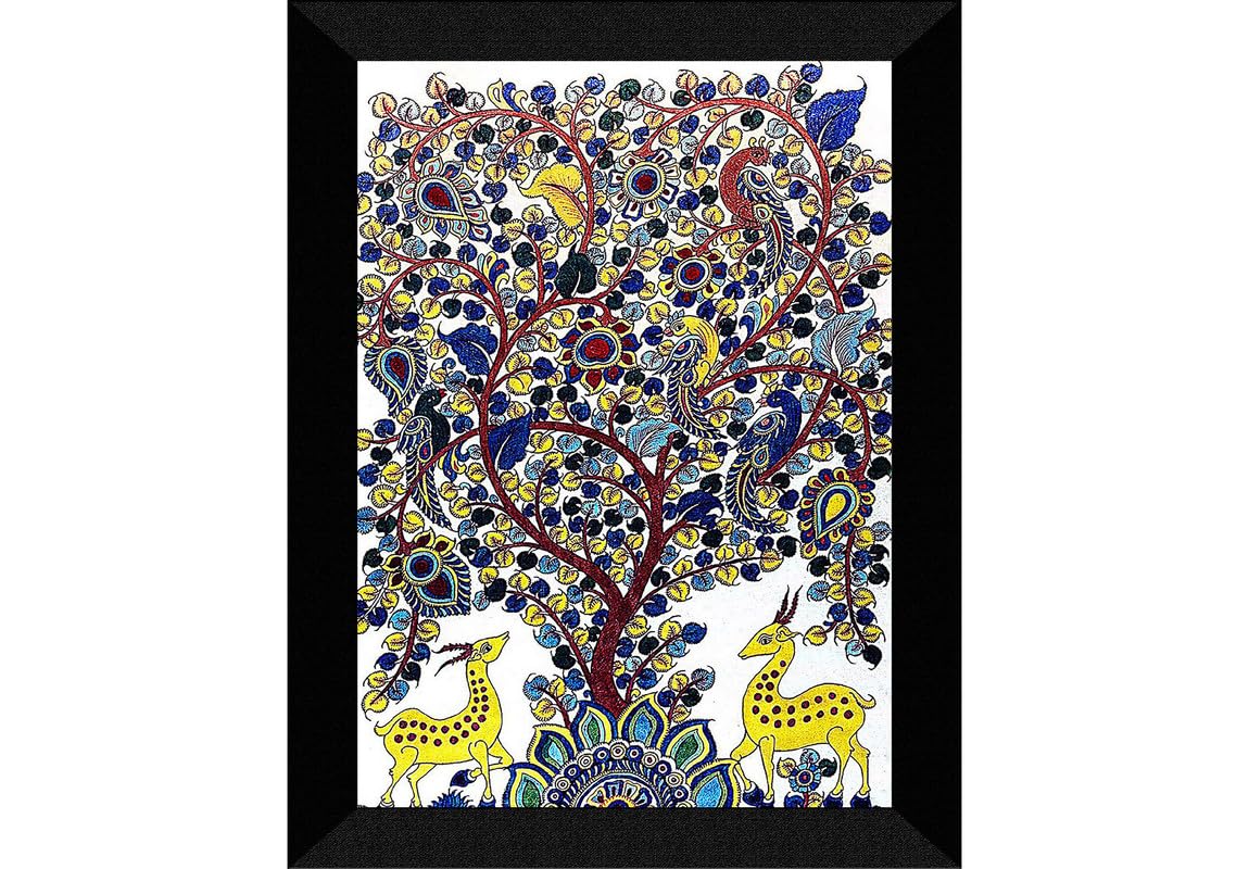 SAF paintings Madhubani Traditional Black frame painting for Wall Decoration SA-SANFK33301A