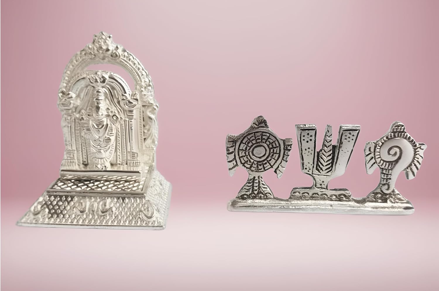 Sri Sisters German Silver Perumal Balaji Idol with Shanku Chakra Namam Set Combo | Sri Venkateswara Tirupati Balaji Statue for Home Pooja, Office & Gifting