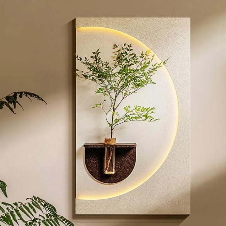 THE MENIFEST | Wall Handmade Art, Entrance Foyer Decorative Painting, Modern 3D Wall Art with Warm LED Light, Wall LED Decor Light for Hotel Lobby Livingroom Bedroom And office Decor