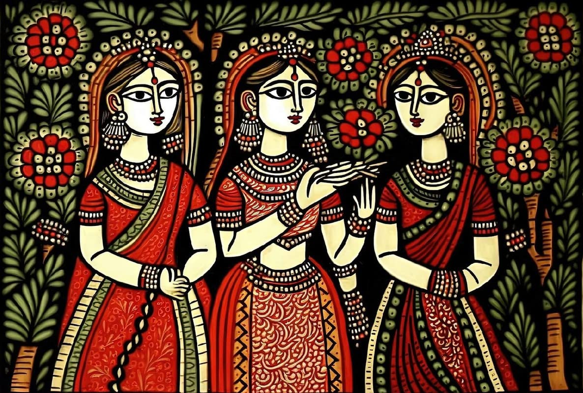 TULIP N TURTLE Madhubani Diy Acrylic Paint By Number Kit For Adults Kids Beginner Number Painting Kit Diy Canvas Painting By Number,Multi-Coloured