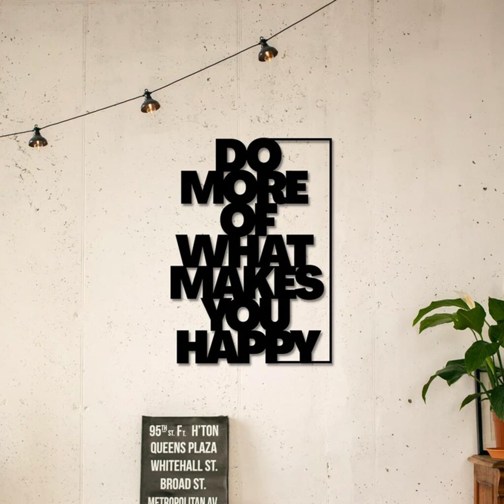UNKAR EXPORTS INDIA | Do More of What Make You Happy | Metal Wall Art | Inspirational Quote Large | Wall Hanging Décor | Iron Wall Décor | Housewarming Gifts Iron Handicraft | Showpiece