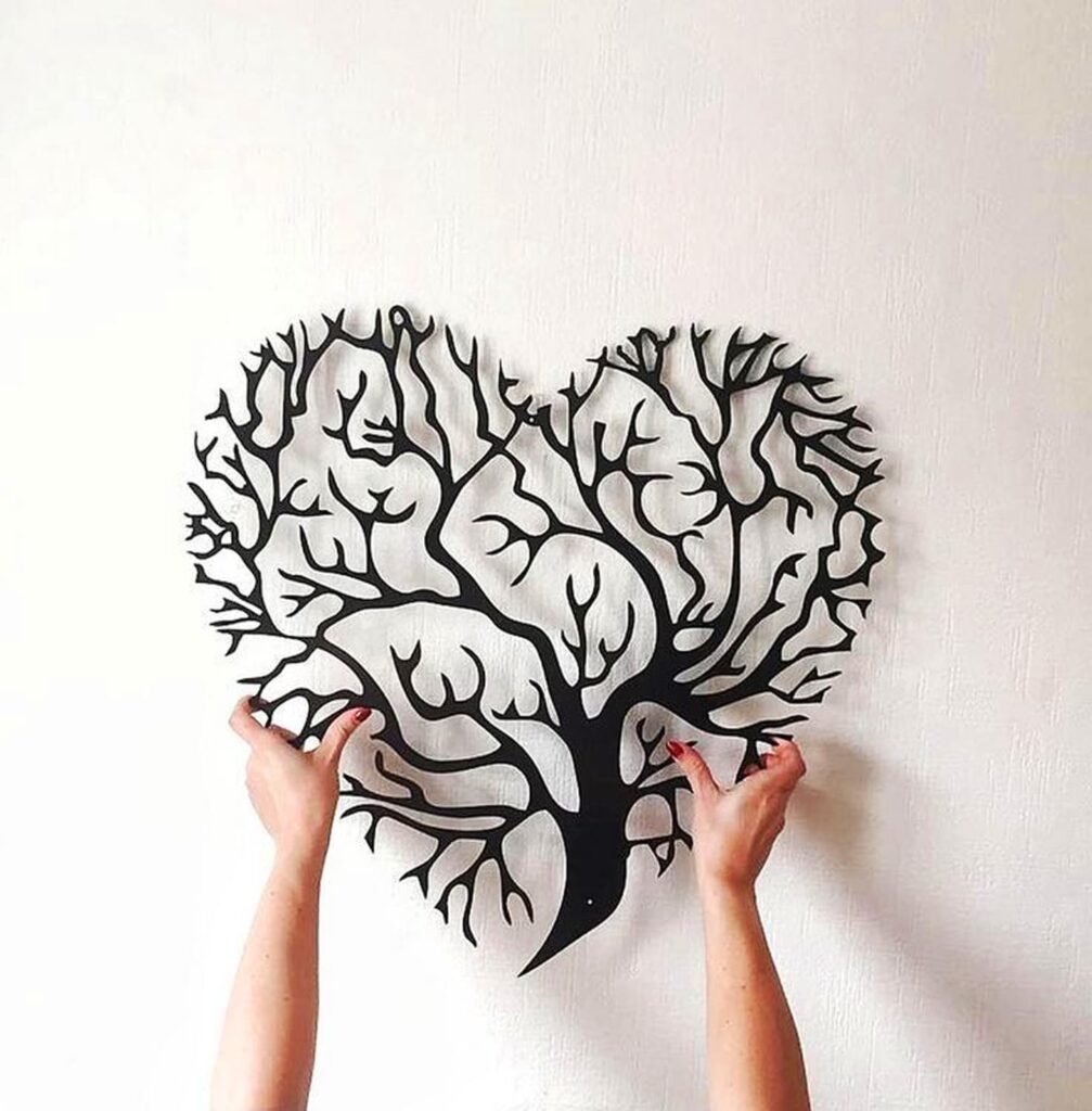 UNKAR EXPORTS INDIA | Rustic Metal Powder-Coated | Black | Heart On The | Wall Art Sculpture | Unique Housewarming | Gifts Iron Handicraft | Wall Hanging | Showpiece