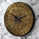 Vintage Handicraft Decorative Wooden Brass Inlay Artware/Handcrafted Zodiac Design Wall Art Clock/VC-8012-12