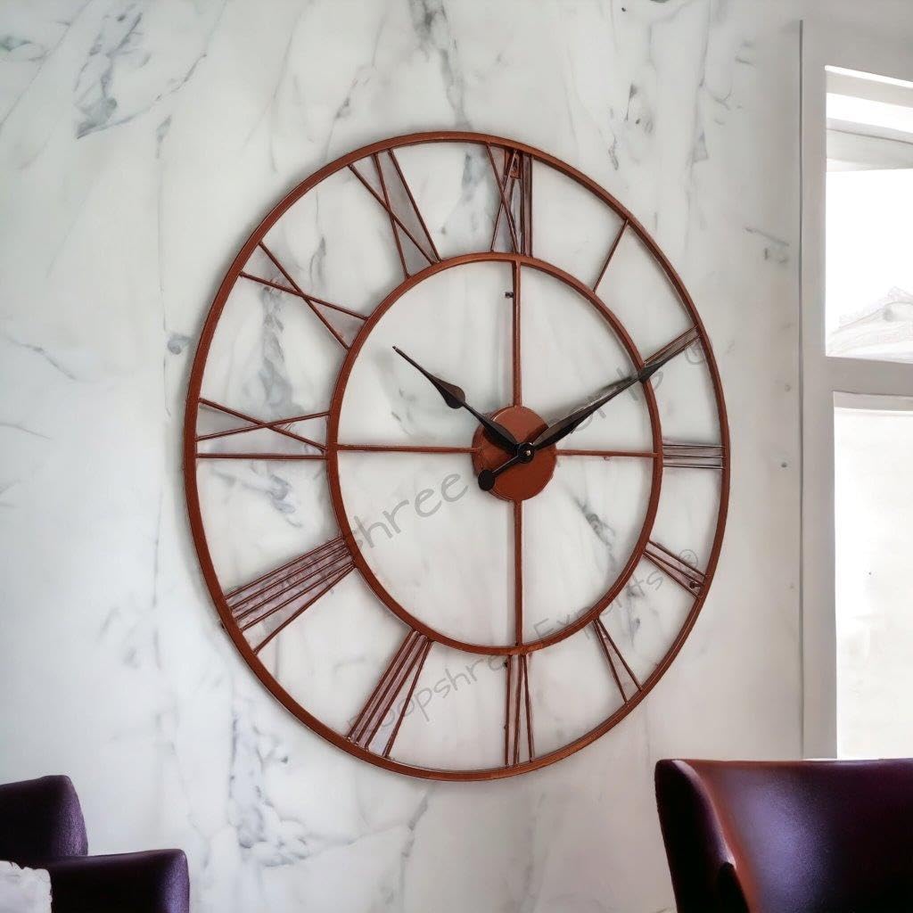 Vintage Handicraft Iron Art Ware/Handcrafted Decorative Copper Colour Wall Art Clock/VC-9026-30INCH