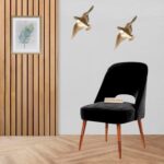 WOODEN SPACE Soft Serenity Velvet Dining Chairs | Rosewood Legs | Comfortable & Stylish for Dining Room, Living Room, Bedroom, Cafe, or Restaurant | 1-Year Warranty (Black)