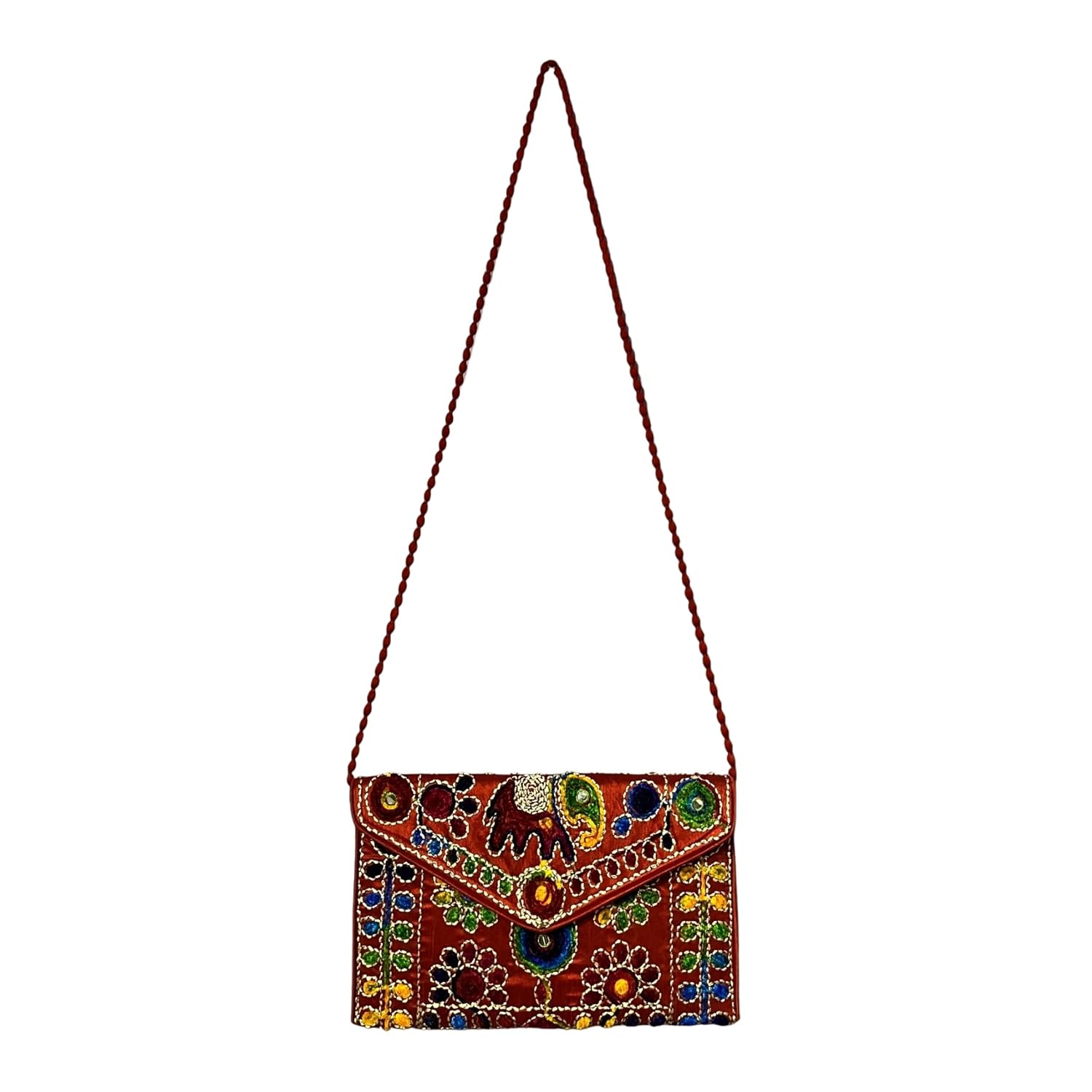 Women's Jaipuri Damru Embroidery Small Sling Bag