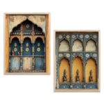 kotart Indian Madhubani Wall Decoration Traditional Art With Frame For Living Room Bed Room Hotel Wall Decor Digital Reprint Engineered Wood Set of 2 (Art 10, 10x13 inch, Framed)