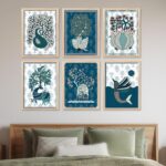 walllane - Madhubani Modern wall art painting with frame for home decoration/Wall decor paintings for living room, Framed poster (13x17 inch, E)