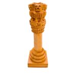 Ashoka Pillar Wooden Desk Decor 12 Inch | National Emblem India Showpiece | Handcrafted for Office, Home & Study Table