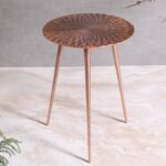 Aster Aluminum Side Table for Living Room Decor — 21 Inch Metal Table | Handcrafted Sunburst Design | Coffee/Dining/End Table for Living Room, Office - Easy Assembly (Copper)