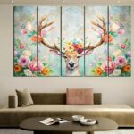 CN RETAILS Deer 3D Effect Wall Art Canvas Painting for Home, Drawing Room, Office, Wall Decor | MDF Wooden Frame, Vibrant Colorful With Modern Style Hanging for Positivity & Vastu (30x48 Inch) 61_06