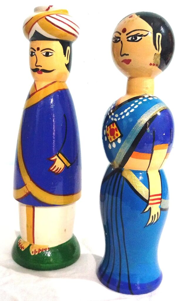 Crafts India Handcrafted channapatna Wooden Couple Dolls/Toys