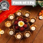 Flower Rangoli Decorative Urli Bowl for Home, Table Décor Floating Flowers and Tea Light Candles Diwali Decoration Pack of 2 Pcs with Free Candles.