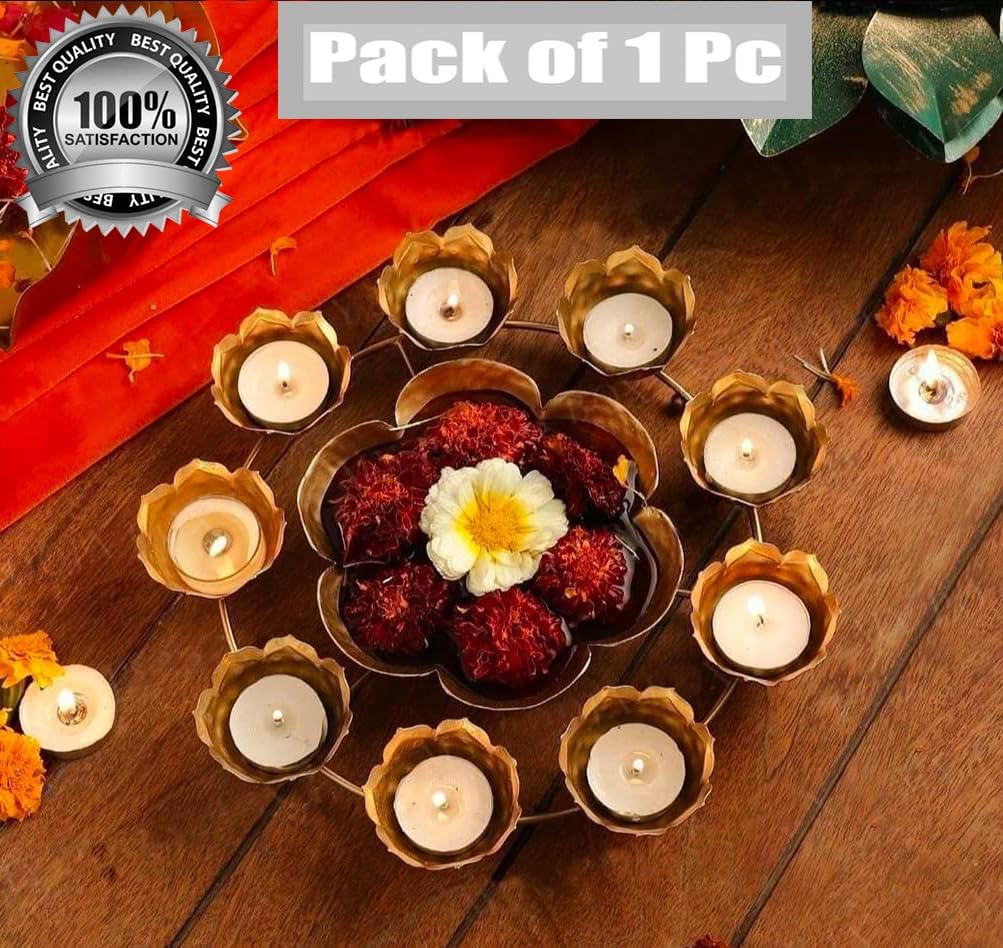 Flower Rangoli Decorative Urli Bowl for Home, Table Décor Floating Flowers and Tea Light Candles Diwali Decoration Pack of 2 Pcs with Free Candles.