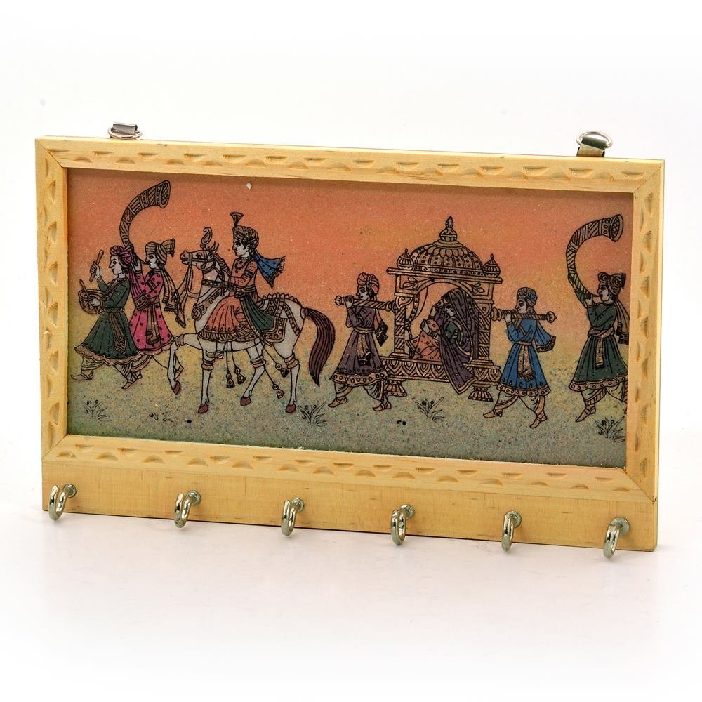 Little India Gemstone Painting 6 Key Hanger Handicraft Gift (213, White)