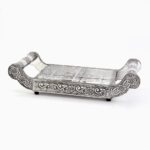 Little India White Metal Dry Fruit Tray Handicraft Gift (363, Silver)