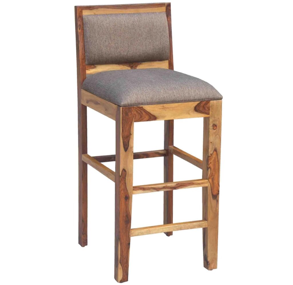 RAJ HANDICRAFT Solid Wood Bar Chair | Wooden Tall Bar Stool for Patio Garden and Out Door | Wooden Long Bar Counter Chair with Leg Foot Suport